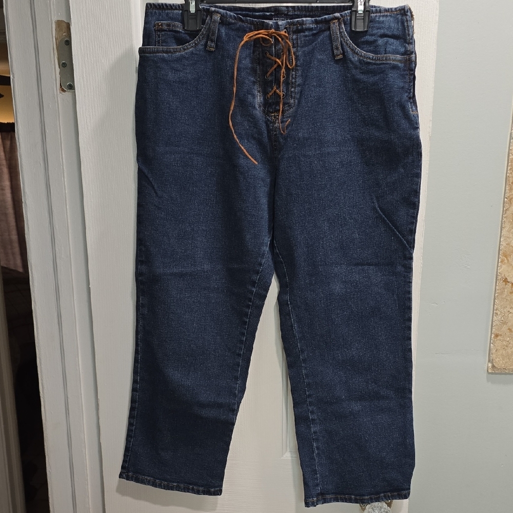 Bill Blass Vintage Denim Capris with Lace-Up Detail Woman's size 10